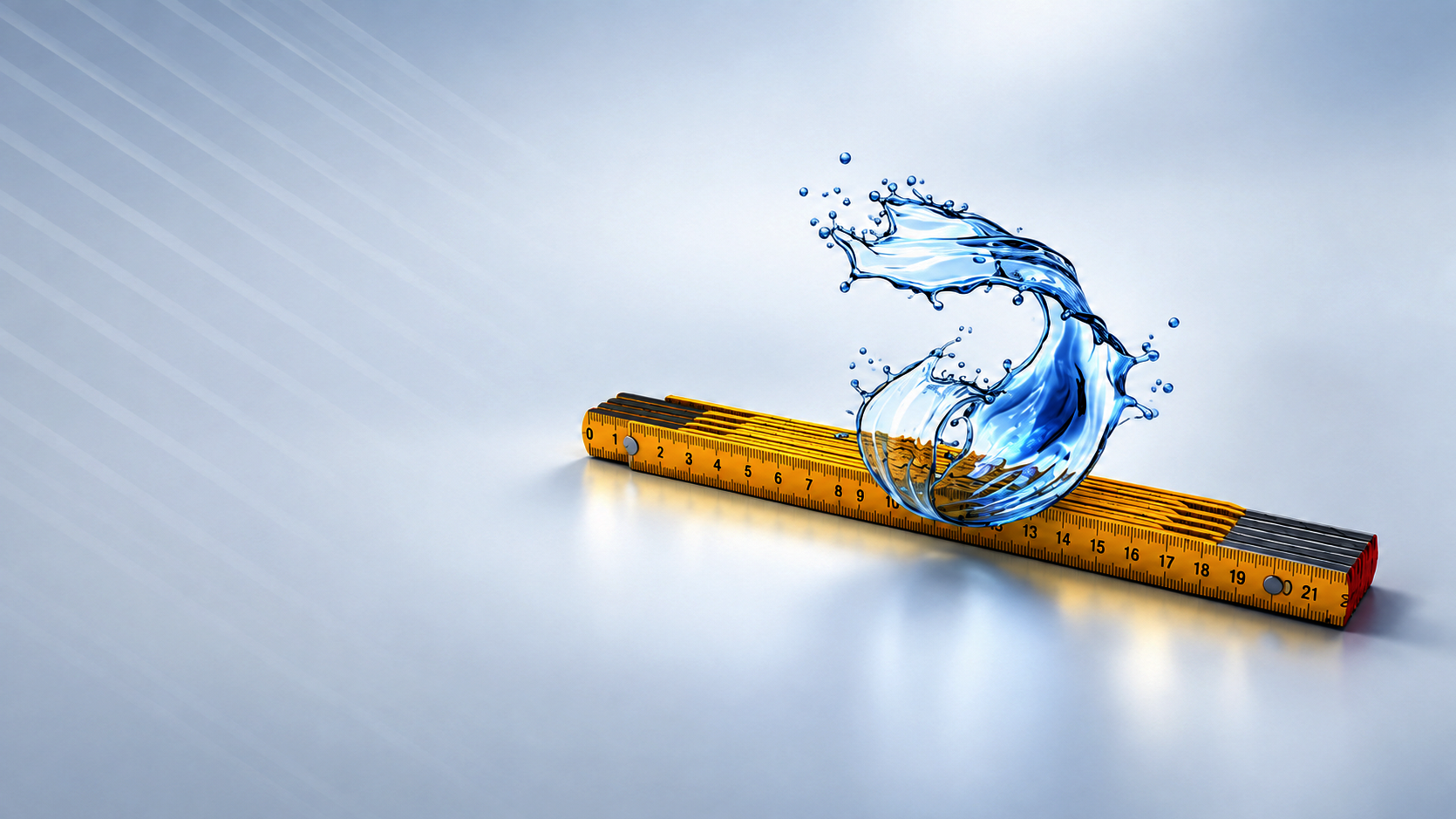 Folding rule featuring a stylised water droplet design